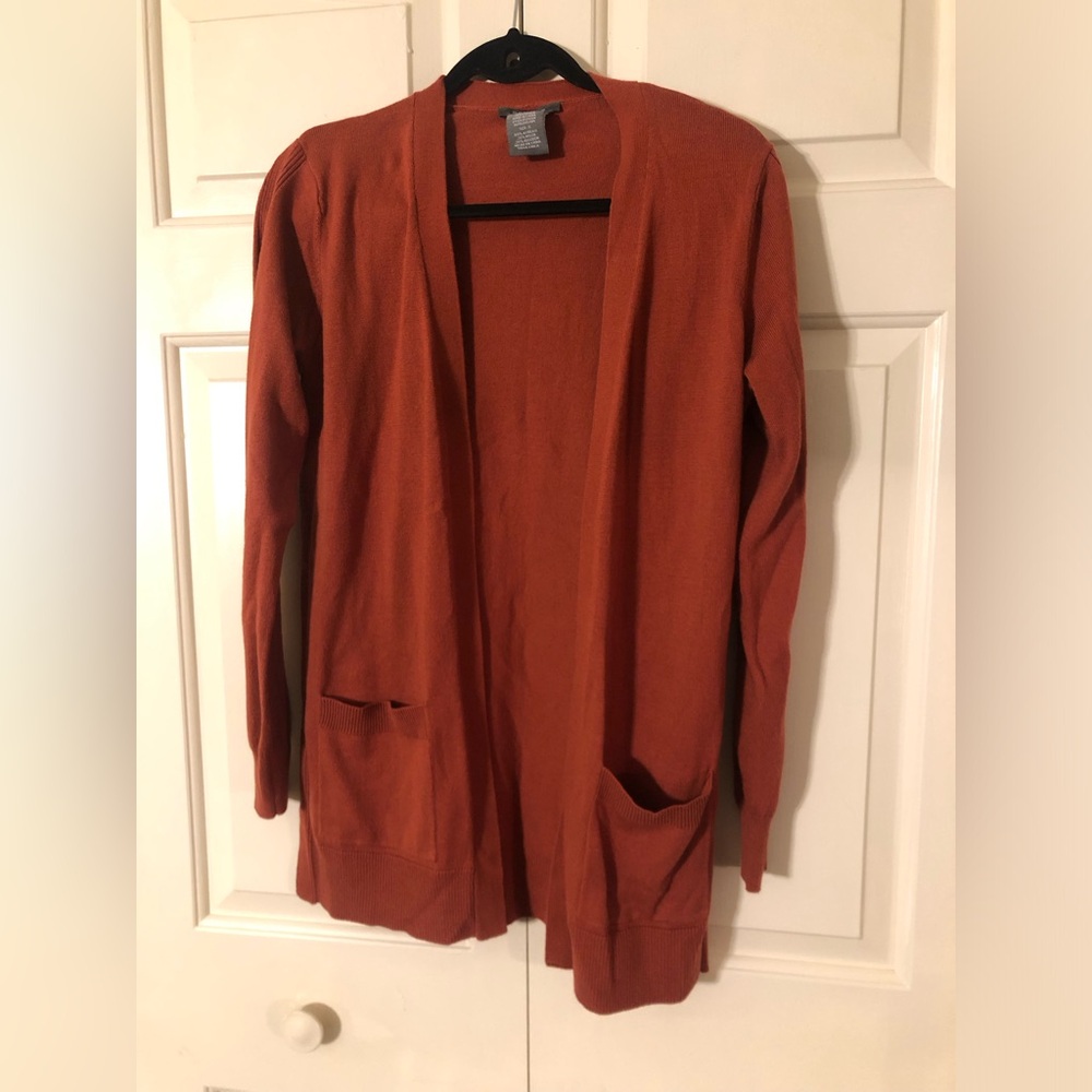 Matty M Brown Cardigan Sweater Lightweight Open-Front